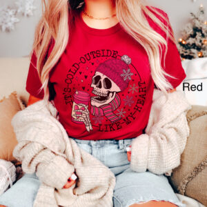 vintage t shirt womens funny valentines day skull design cold like my heart oversized tee for winter and coffee lovers aqiel