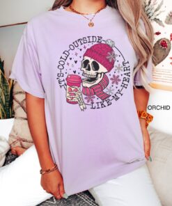 vintage t shirt womens funny valentines day skull design cold like my heart oversized tee for winter and coffee lovers ejcia