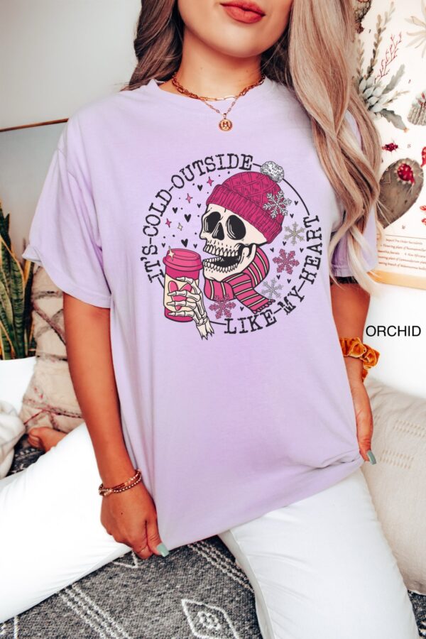 vintage t shirt womens funny valentines day skull design cold like my heart oversized tee for winter and coffee lovers ejcia