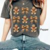 vintage t shirt womens gingerbread christmas bow tee oversized holiday top for fun festive looks with comfort colors style gkunw