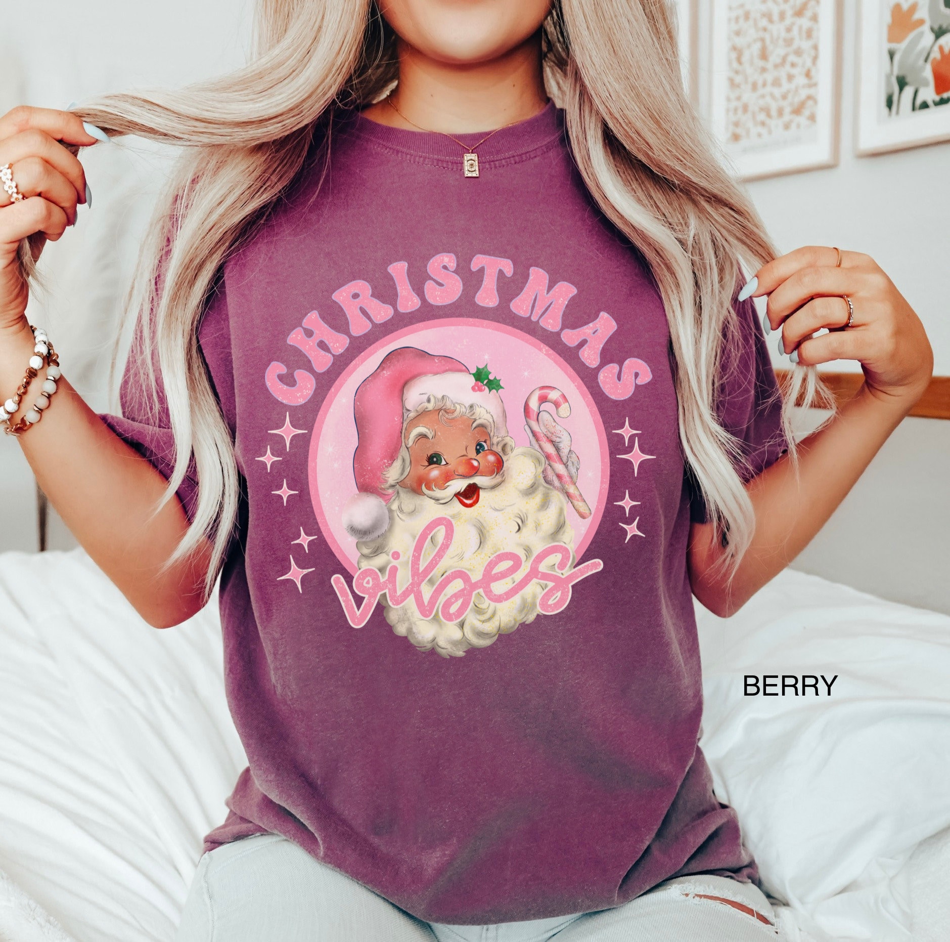 vintage t shirt womens retro pink santa claus tee comfort colors christmas shirt family holiday apparel for festive occasions iydqk