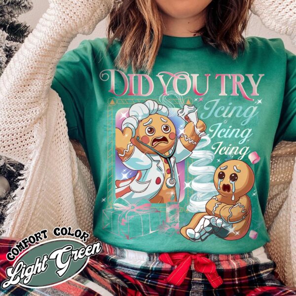 vintage t shirts did you try icing it shirt funny nurse doctor tee for health care workers gingerbread christmas design mt3ad