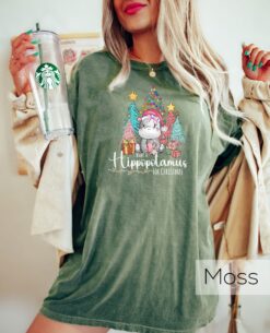 vintage t shirts funny christmas hippo crewneck shirt for family matching holiday wear with xmas tree design 7z7xk
