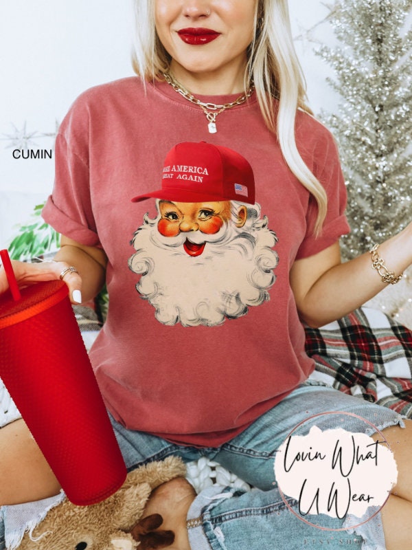 Vintage T Shirts Funny Christmas Shirt with Trump Santa Design Oversized Comfort Colors Tee for Political Holiday Celebrations 2 vintage t shirts funny christmas shirt with trump santa design oversized comfort colors tee for political holiday celebrations 0wccd