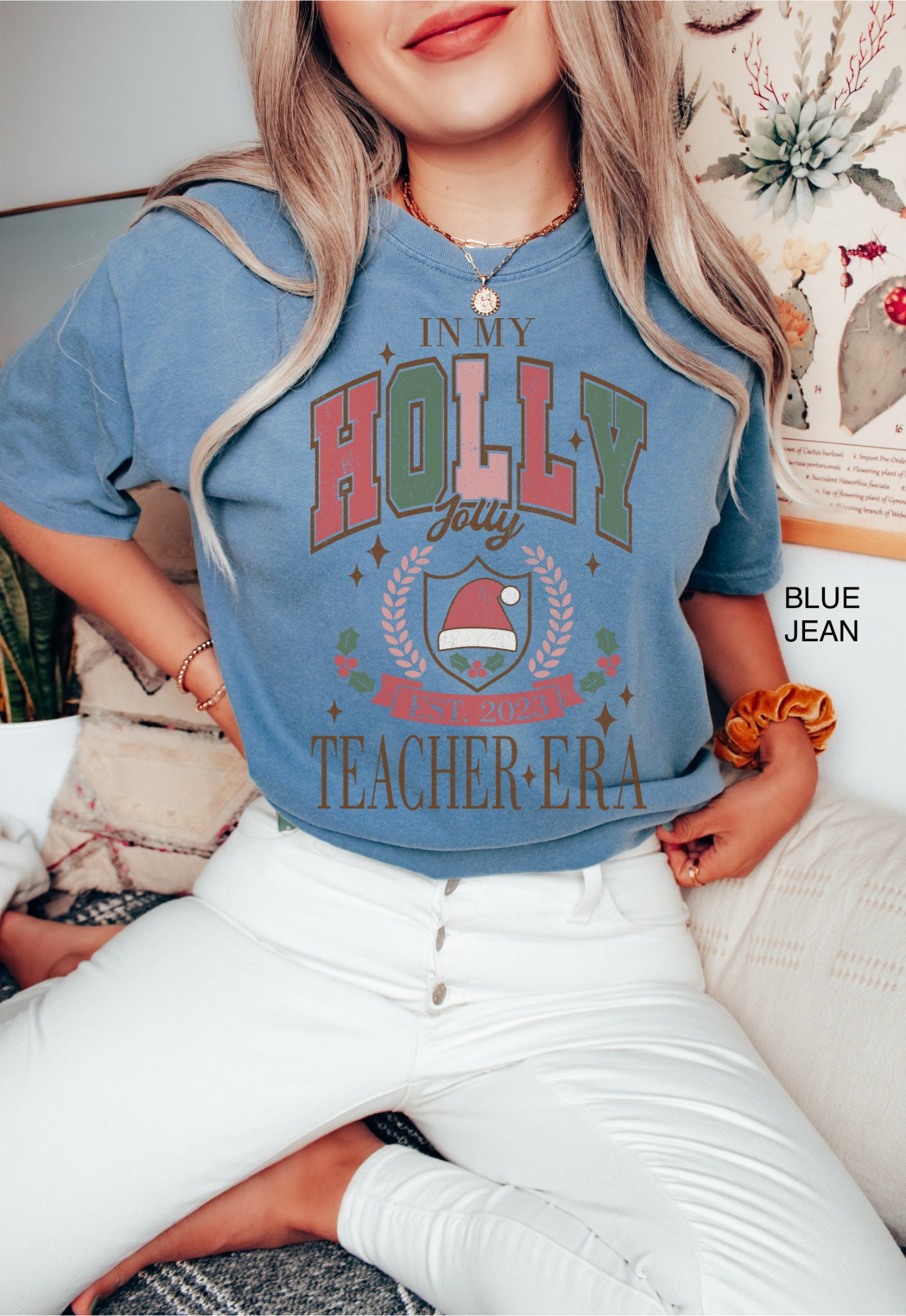 vintage t shirts funny christmas teacher shirt in my holly jolly teacher era comfort colors tee for school party and holiday celebrations