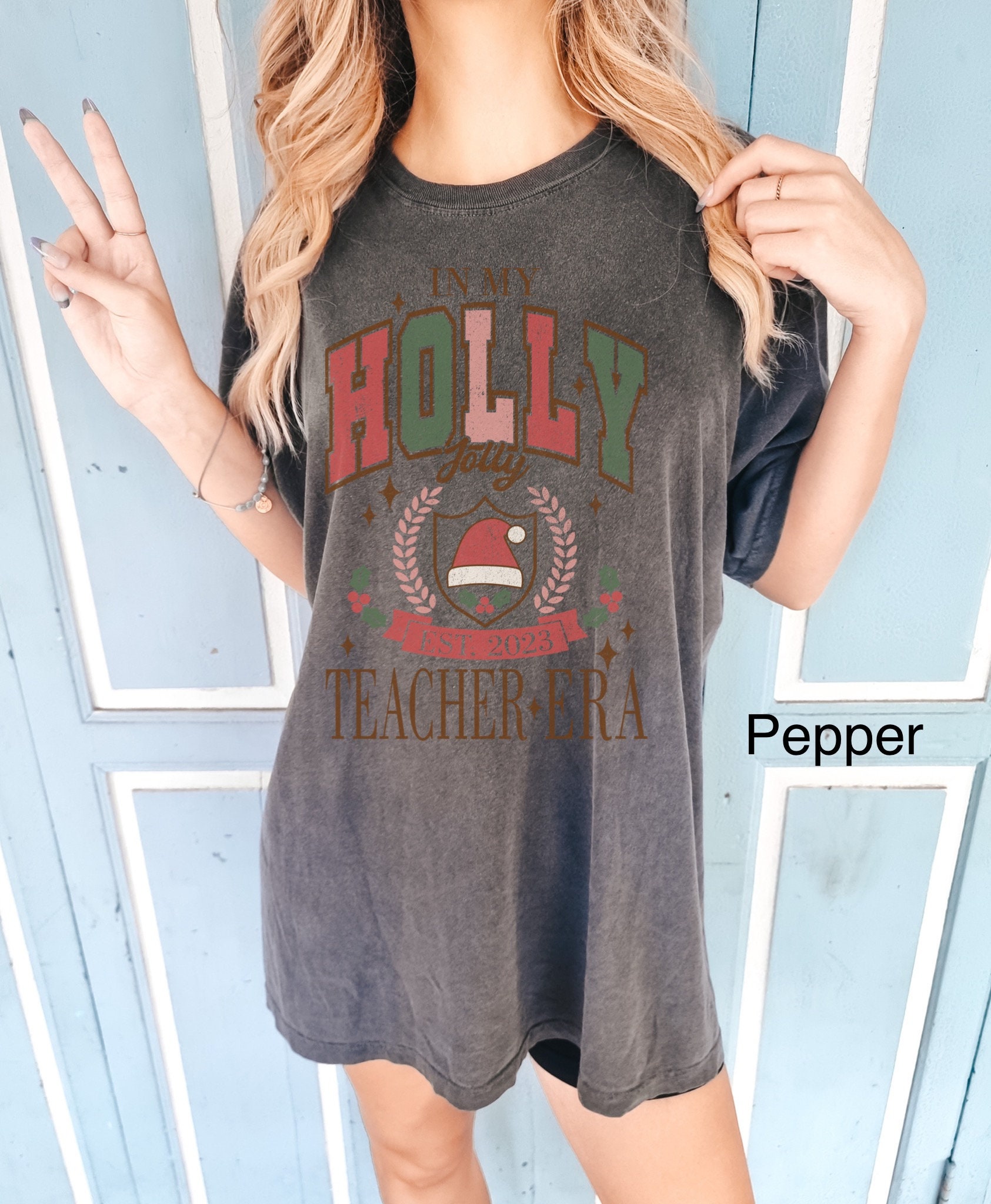 vintage t shirts funny christmas teacher shirt in my holly jolly teacher era comfort colors tee for school party and holiday celebrations ggcvt