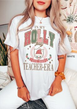 vintage t shirts funny christmas teacher shirt in my holly jolly teacher era comfort colors tee for school party and holiday celebrations kvzup