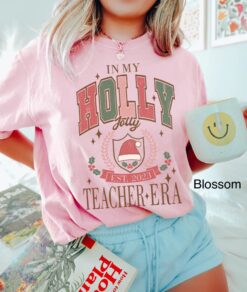 vintage t shirts funny christmas teacher shirt in my holly jolly teacher era comfort colors tee for school party and holiday celebrations lzsqn