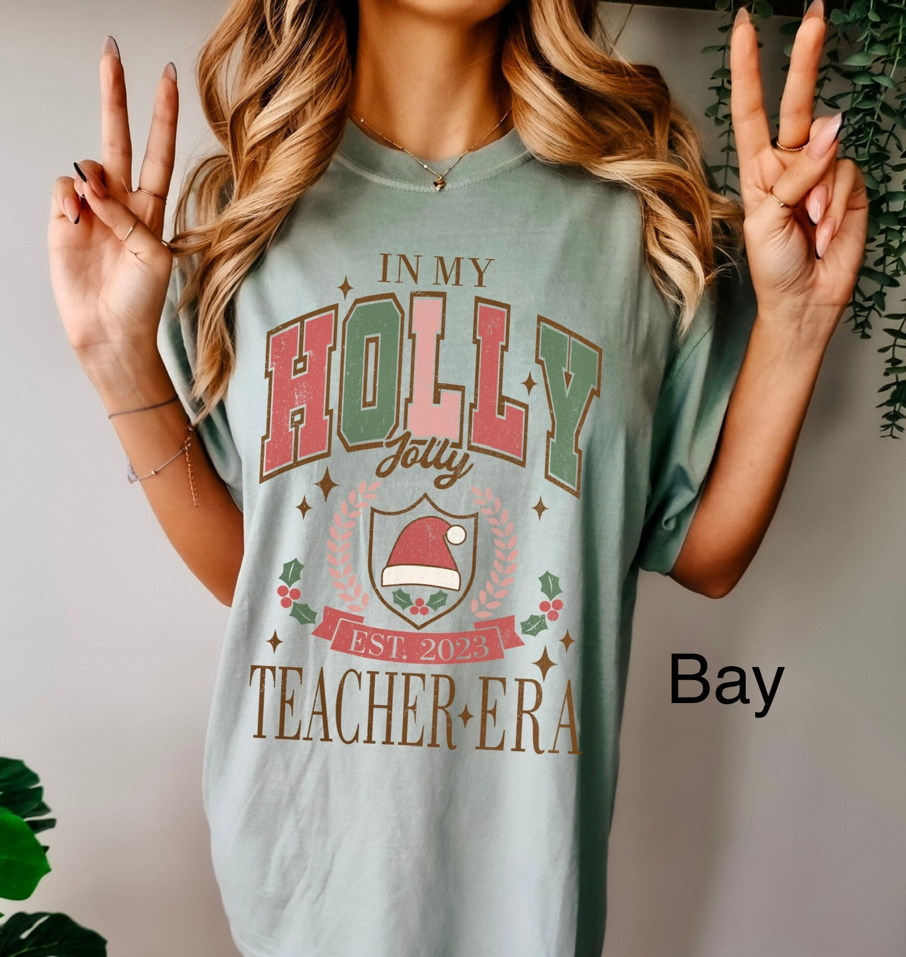 vintage t shirts funny christmas teacher shirt in my holly jolly teacher era comfort colors tee for school party and holiday celebrations salhh