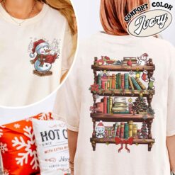 Vintage T Shirts Funny Librarian Shirt with Snowman Design for Book Lovers and Library Enthusiasts Ideal for Christmas Celebrations
