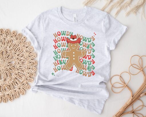 vintage t shirts howdy gingerbread man western christmas shirt for women with trendy cowboy design and country style 6zk1w