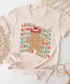 vintage t shirts howdy gingerbread man western christmas shirt for women with trendy cowboy design and country style cnyeh