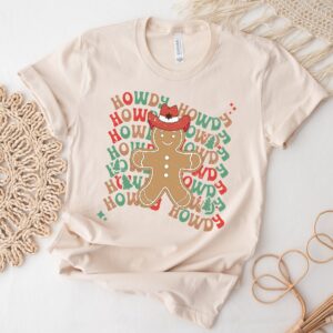 vintage t shirts howdy gingerbread man western christmas shirt for women with trendy cowboy design and country style cnyeh