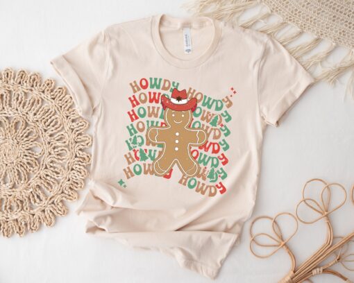 vintage t shirts howdy gingerbread man western christmas shirt for women with trendy cowboy design and country style cnyeh