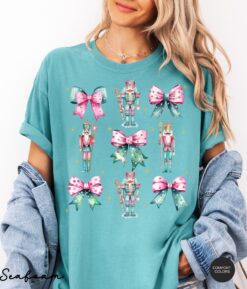 Vintage T Shirts Nutcracker Christmas Shirt Comfort Colors Holiday Tee with Coquette Bow Design for Women