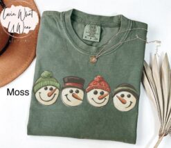 Vintage T Shirts Retro Snowman Shirt Comfort Colors Holiday Tee Oversized Winter Top Cute Christmas Snowman Design