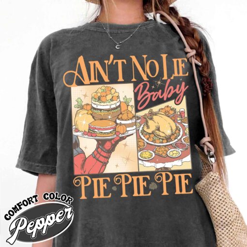 vintage thanksgiving pie t shirt featuring pumpkin and cherry pie design for halloween and christmas celebrations dpdwb