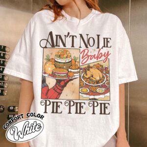 vintage thanksgiving pie t shirt featuring pumpkin and cherry pie design for halloween and christmas celebrations mcrb1