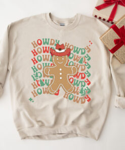 vintage western christmas sweatshirt featuring howdy gingerbread man design for women ideal for country and cowboy holiday celebrations 58j9r