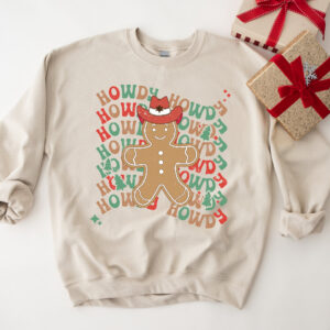 vintage western christmas sweatshirt featuring howdy gingerbread man design for women ideal for country and cowboy holiday celebrations 58j9r