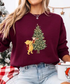 vintage winnie the pooh christmas sweatshirt classic design with christmas tree print for holiday celebrations cv7ta scaled