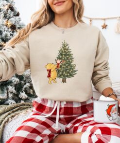 vintage winnie the pooh christmas sweatshirt classic design with christmas tree print for holiday celebrations zpikk scaled