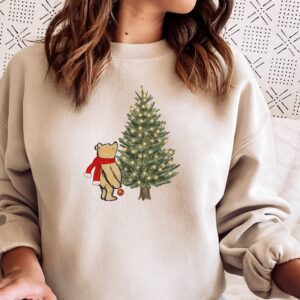 vintage winnie the pooh christmas sweatshirt classic pooh sweater with christmas tree design for holiday celebrations bqs59