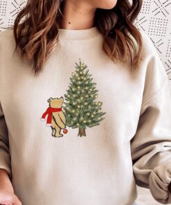 vintage winnie the pooh christmas sweatshirt classic pooh sweater with christmas tree design for holiday celebrations bqs59 scaled