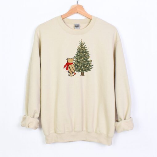 vintage winnie the pooh christmas sweatshirt classic pooh sweater with christmas tree design for holiday celebrations i074o scaled