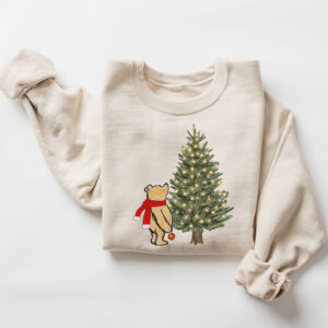 vintage winnie the pooh christmas sweatshirt classic pooh sweater with christmas tree design for holiday celebrations qu36v