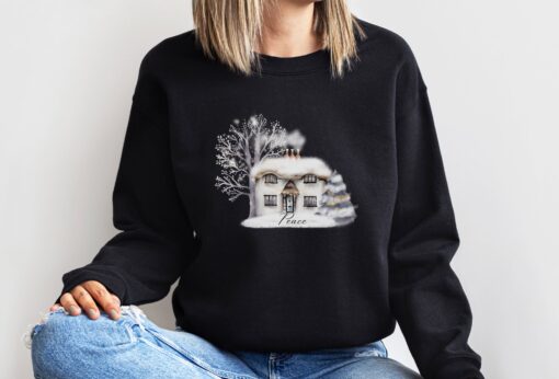 vintage winter wonderland sweatshirt with peace design for holiday season and winter scene comfort 122w3