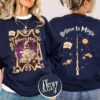 vintage wizard castle book sweatshirt for book lovers featuring enchanting design and cozy fit ideal for casual wear omve4