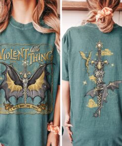 violent little thing t shirt vintage dragon rider womens basgiath war college t shirt i will not die today shirt cakiu