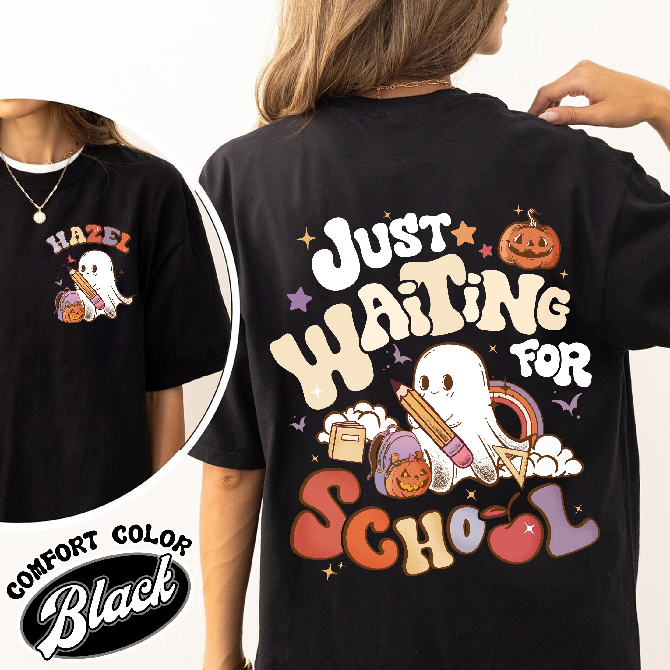 waiting for comfort colors shirt vintage spooky teacher womens halloween t shirt custom ghost teacher shirt