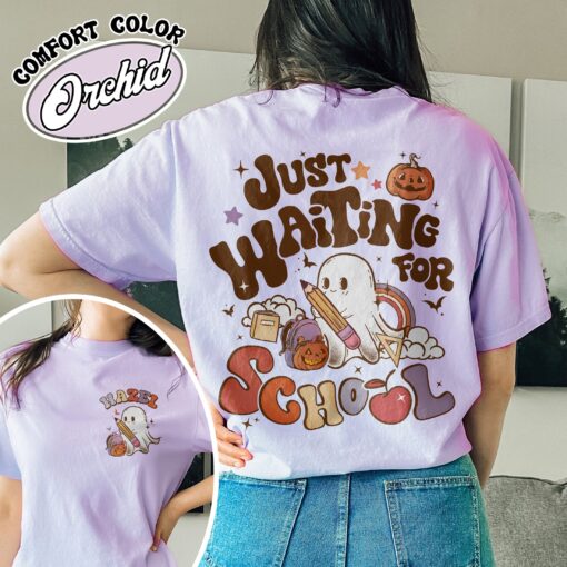 waiting for comfort colors shirt vintage spooky teacher womens halloween t shirt custom ghost teacher shirt bdcln