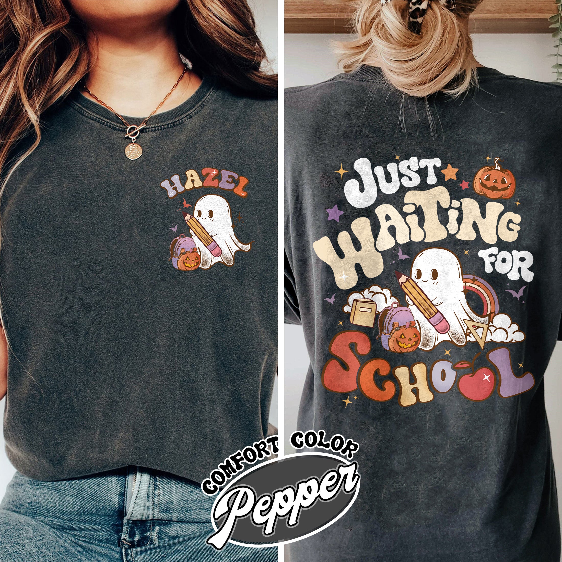 waiting for comfort colors shirt vintage spooky teacher womens halloween t shirt custom ghost teacher shirt crg3b