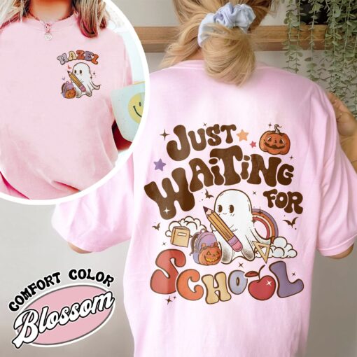 waiting for comfort colors shirt vintage spooky teacher womens halloween t shirt custom ghost teacher shirt fettk
