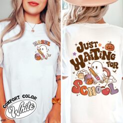 waiting for comfort colors shirt vintage spooky teacher womens halloween t shirt custom ghost teacher shirt k0coi