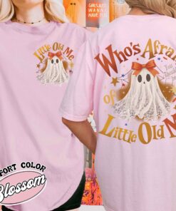 whos afraid of little old me will you should be shirt vintage halloween ghost womens funny t shirt uzj64