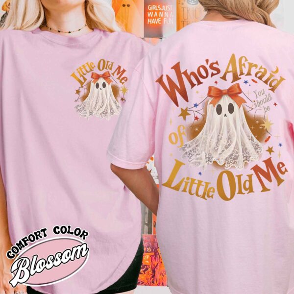 whos afraid of little old me will you should be shirt vintage halloween ghost womens funny t shirt uzj64