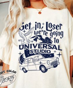 wizard flying car comfort colors shirt vintage universal studios womens wizard school t shirt get in loser tee rs0kg