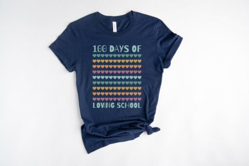 100 days of school teacher shirt cute hearts t shirt 100th day tee for educators fun school celebration apparel lua9q