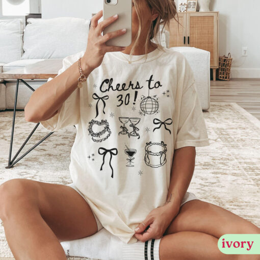 30th birthday shirt for women coquette style born in 1995 black bow t shirt comfortable party outfit tee 7ewgt scaled