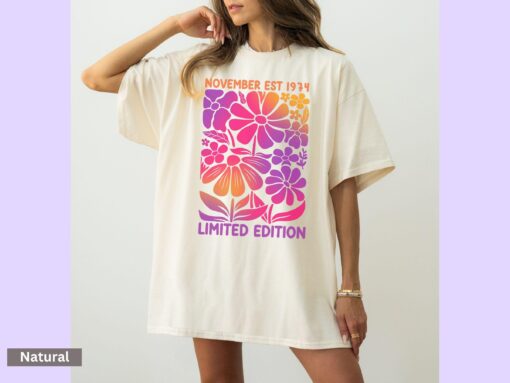 50th birthday shirt limited edition 1974 wildflower design floral t shirt unique birthday year gift for women ee3pl