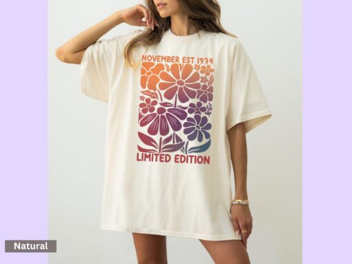 50th birthday shirt limited edition 1974 wildflower t shirt unique flower design for 50th birthday celebration