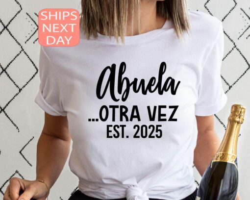 abuela est 2025 shirt for grandma announcement cute christmas tee unique abuela gift for new grandmothers 7ktel