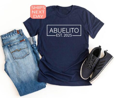 abuelito est 2025 shirt for new grandpa baby reveal announcement tee abuelo t shirt gift for papa htedd