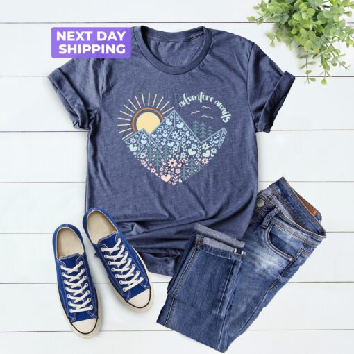 adventure awaits t shirt for moms birthday and mothers day gift unisex outdoor shirt for young adults and kids pwfjg