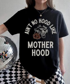 aint no hood like motherhood vintage graphic tee for women trendy mom life shirt retro oversized top mothers day gift gbxds