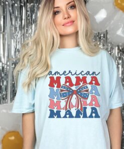 american mama patriotic shirt for 4th of july family matching t shirt cute mom life tee best mom gift qk33s